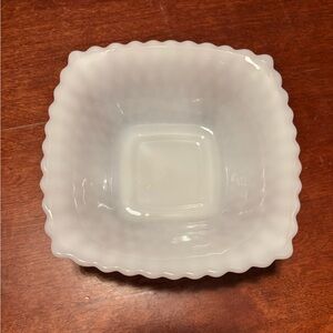 Anchor Hocking Early American Diamond Hobnail Milkglass Square Bowl.